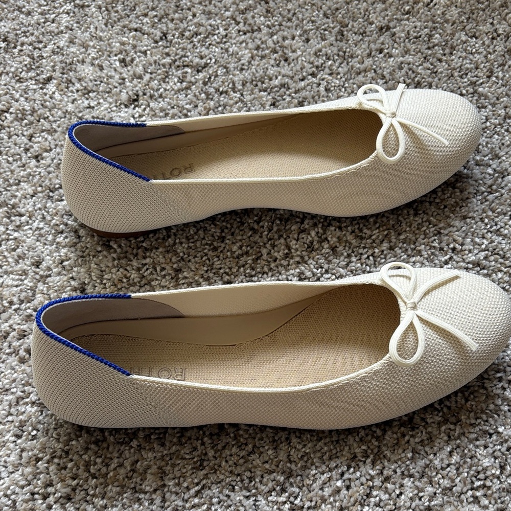 Rothy's Cream Ballet Flats with Bow size 9 - Picture 2 of 6